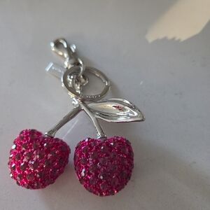 Sparkling Pink Cherry Keychain
